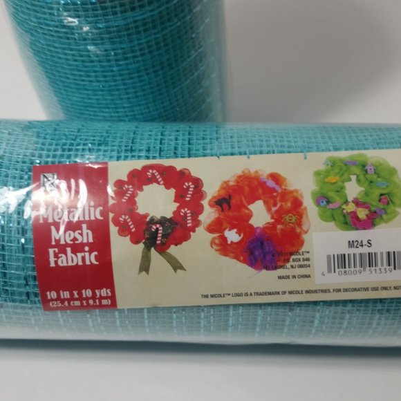 Blue Deco Mesh 2 Rolls Crafts Wreaths 10" 10 Yard - Picture 4 of 5